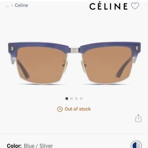 New Celine Acetate Blue and Silver Sunglasses